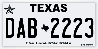 TX license plate DAB2223
