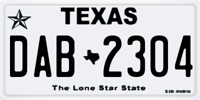 TX license plate DAB2304