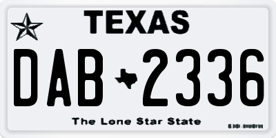 TX license plate DAB2336