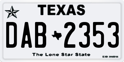 TX license plate DAB2353