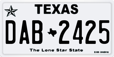 TX license plate DAB2425