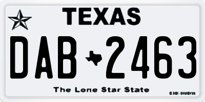 TX license plate DAB2463