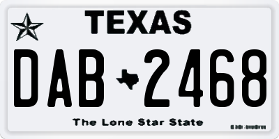 TX license plate DAB2468