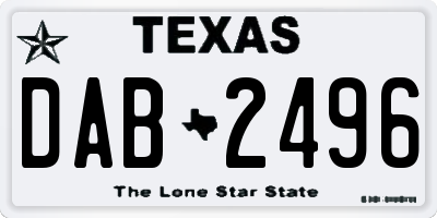 TX license plate DAB2496