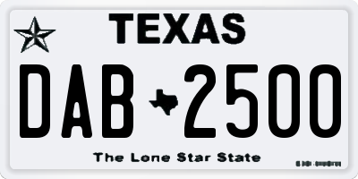 TX license plate DAB2500