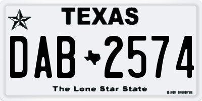 TX license plate DAB2574