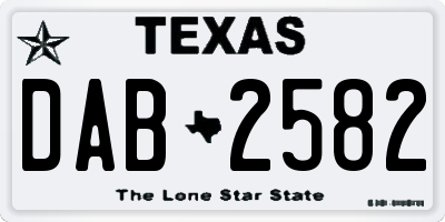 TX license plate DAB2582