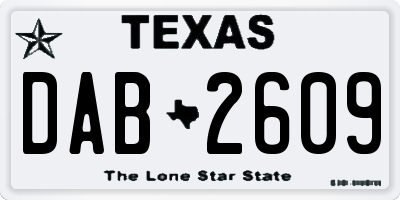 TX license plate DAB2609