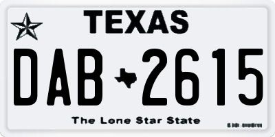 TX license plate DAB2615