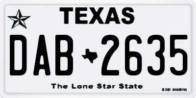 TX license plate DAB2635