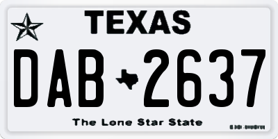 TX license plate DAB2637