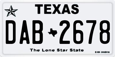 TX license plate DAB2678