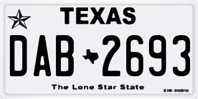TX license plate DAB2693
