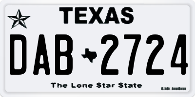 TX license plate DAB2724