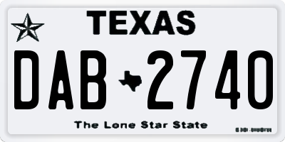 TX license plate DAB2740