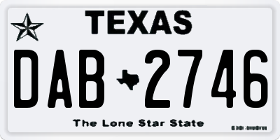 TX license plate DAB2746