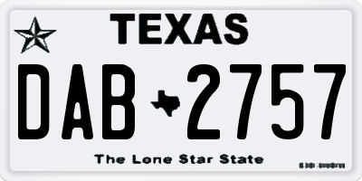 TX license plate DAB2757