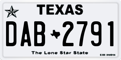 TX license plate DAB2791