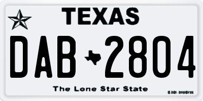 TX license plate DAB2804