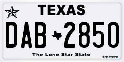 TX license plate DAB2850