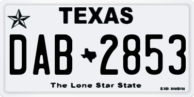 TX license plate DAB2853