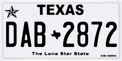 TX license plate DAB2872