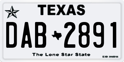 TX license plate DAB2891
