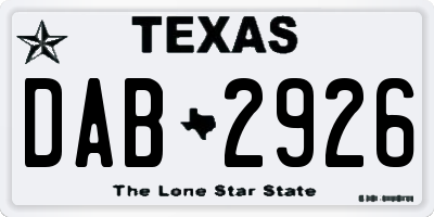 TX license plate DAB2926