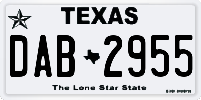 TX license plate DAB2955