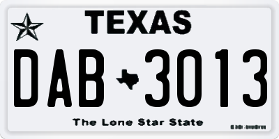 TX license plate DAB3013