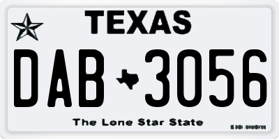 TX license plate DAB3056