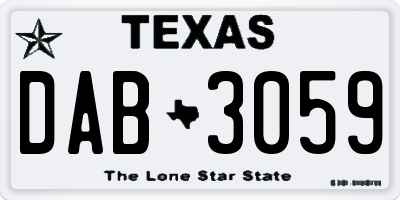 TX license plate DAB3059