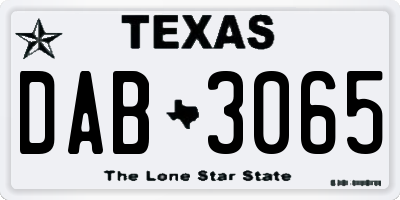 TX license plate DAB3065