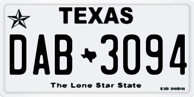 TX license plate DAB3094