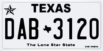TX license plate DAB3120