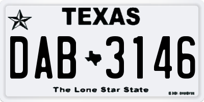 TX license plate DAB3146