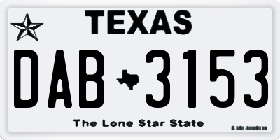 TX license plate DAB3153