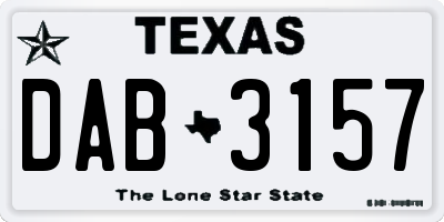 TX license plate DAB3157
