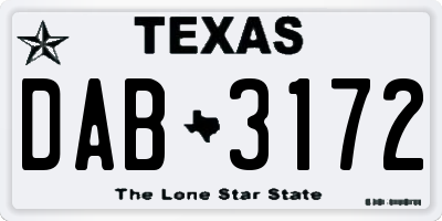 TX license plate DAB3172