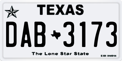 TX license plate DAB3173