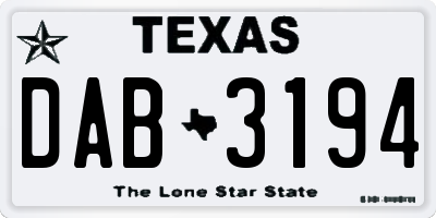 TX license plate DAB3194