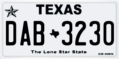 TX license plate DAB3230
