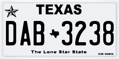 TX license plate DAB3238