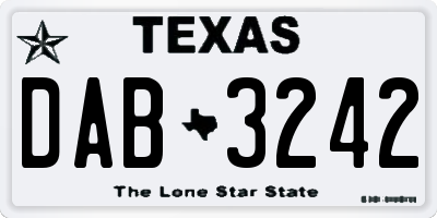 TX license plate DAB3242