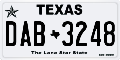 TX license plate DAB3248