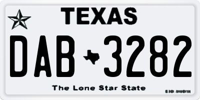 TX license plate DAB3282