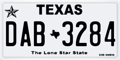 TX license plate DAB3284