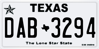 TX license plate DAB3294