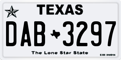 TX license plate DAB3297