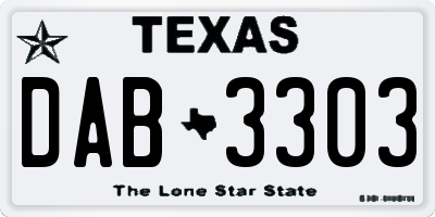 TX license plate DAB3303